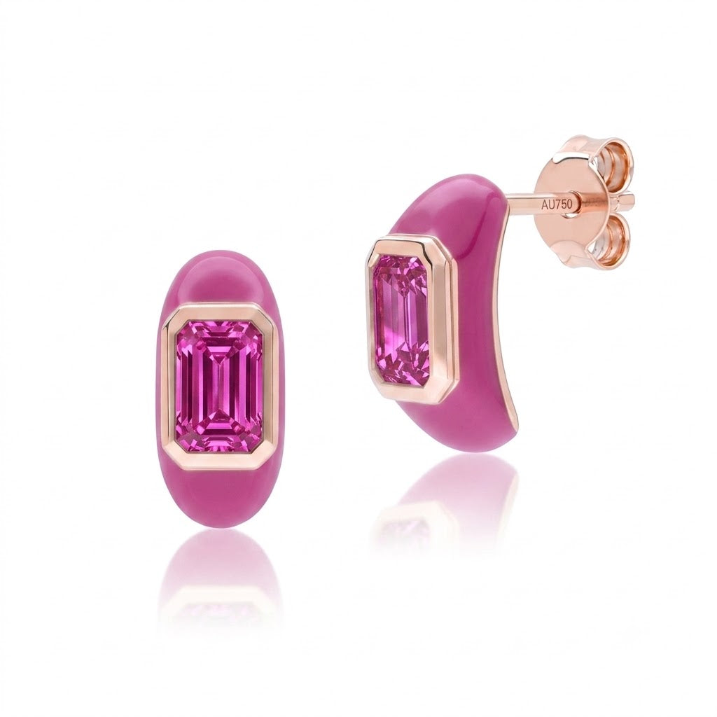 Azure Arc Baguette Stud Earrings (Sky Edition)