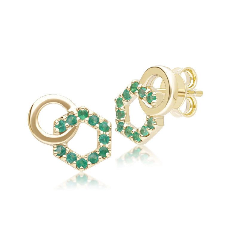 Apex Interlock Stud Earrings (Emerald Edition)
