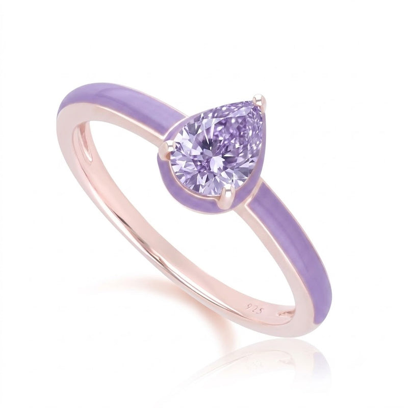 Lumina Emerald-Cut Enamel Ring ( Fuchsia Edition)