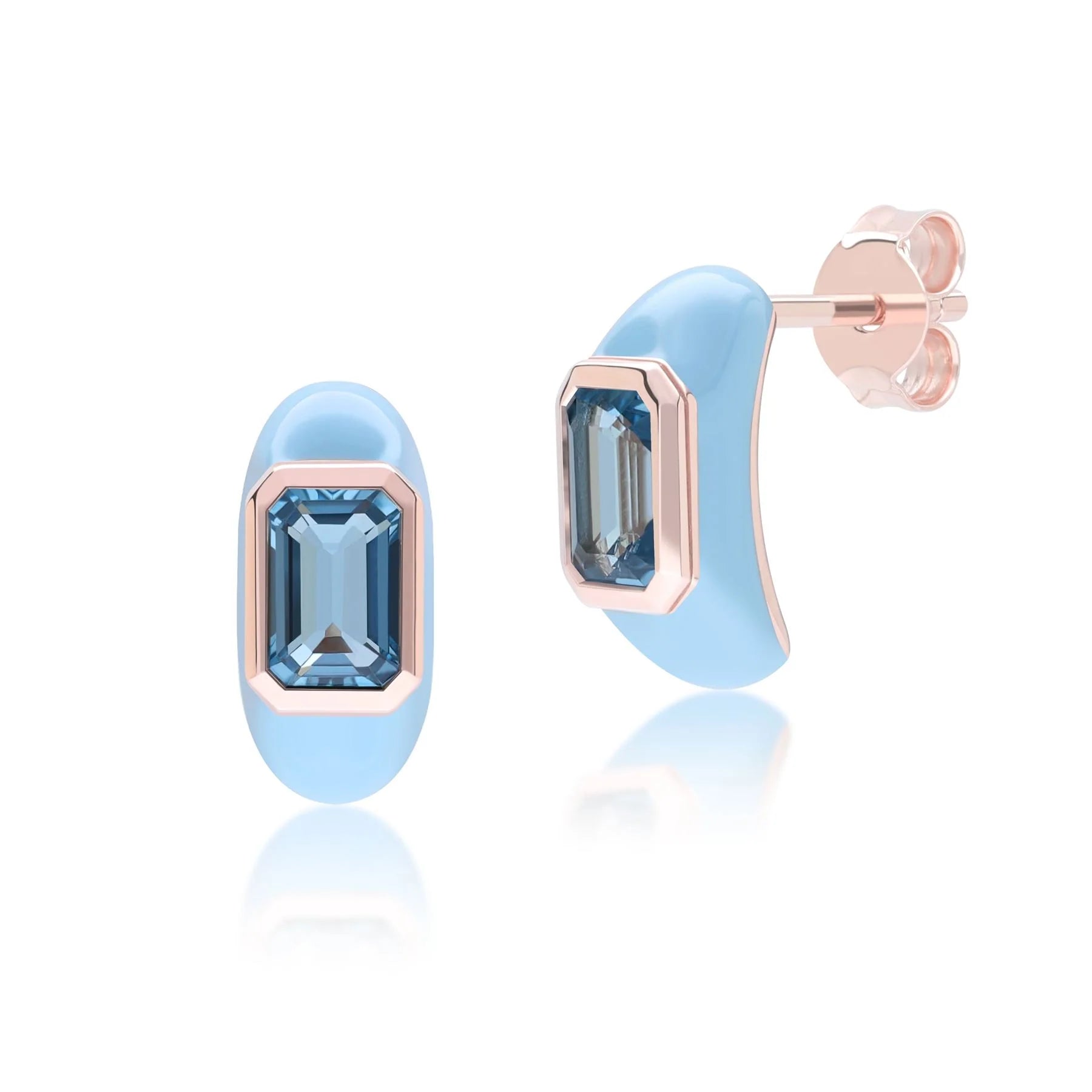 Azure Arc Baguette Stud Earrings (Sky Edition)