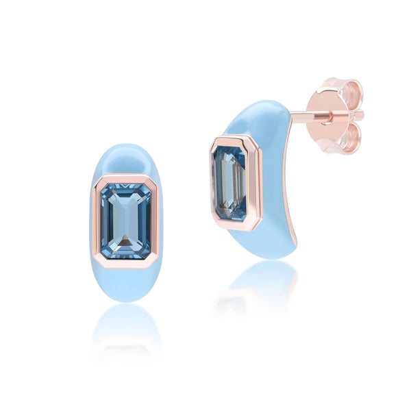Azure Arc Baguette Stud Earrings (Mint Green Edition)