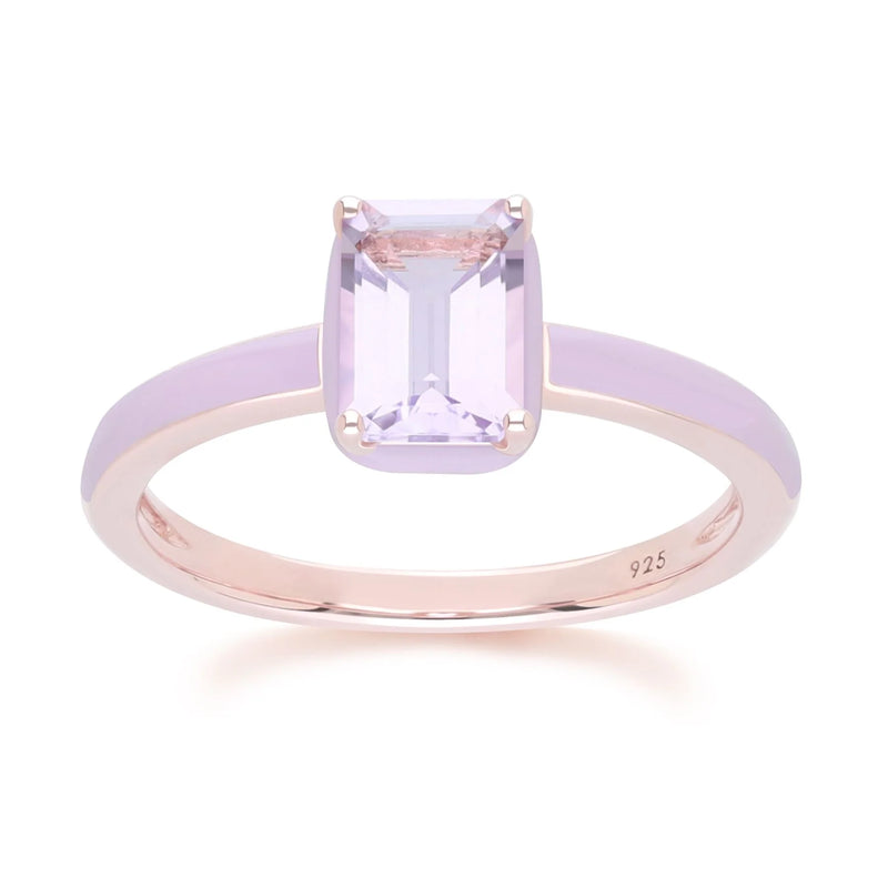 Lumina Emerald-Cut Enamel Ring ( Fuchsia Edition)