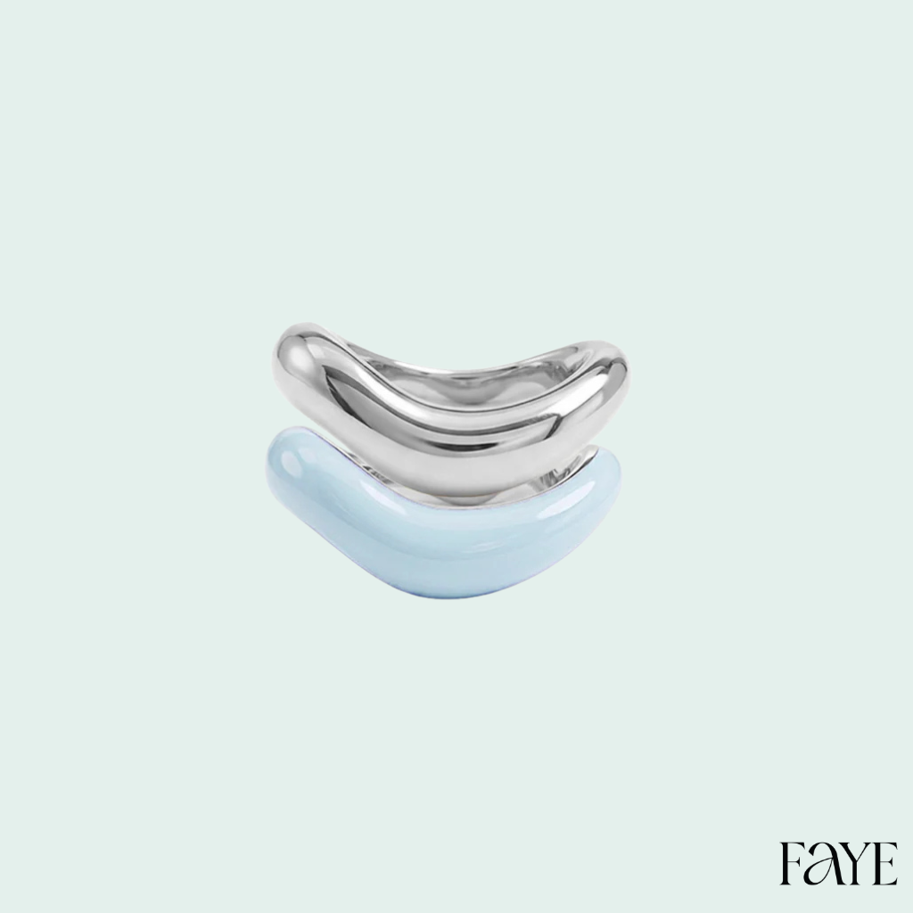 Silver Liquid Tide Rings (set of 2)