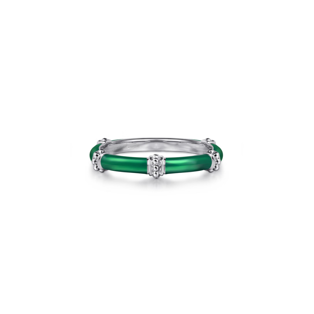 The Bamboo Node Ring (Chrome Green & Rose Gold Edition)