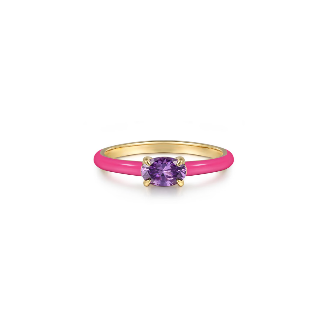 The Petite Pavilion Ring (Amethyst Purple & Chrome Red Edition)