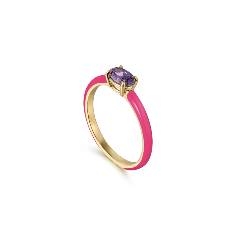 The Petite Pavilion Ring (Amethyst Purple & Chrome Red Edition)