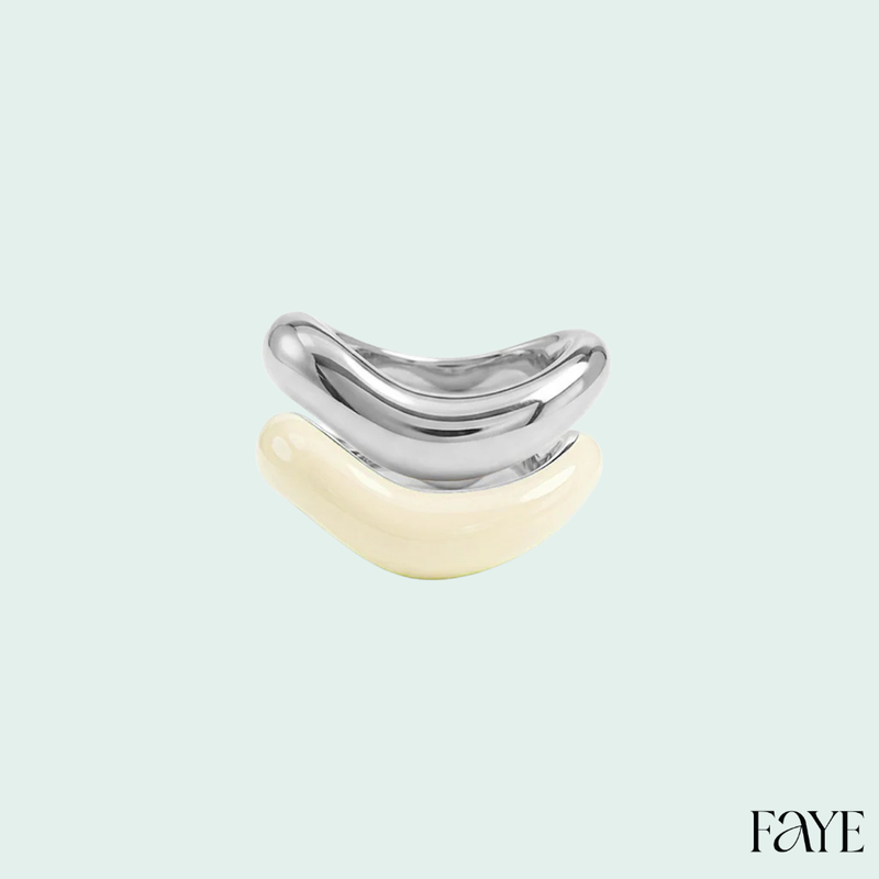 Silver Liquid Tide Rings (set of 2)