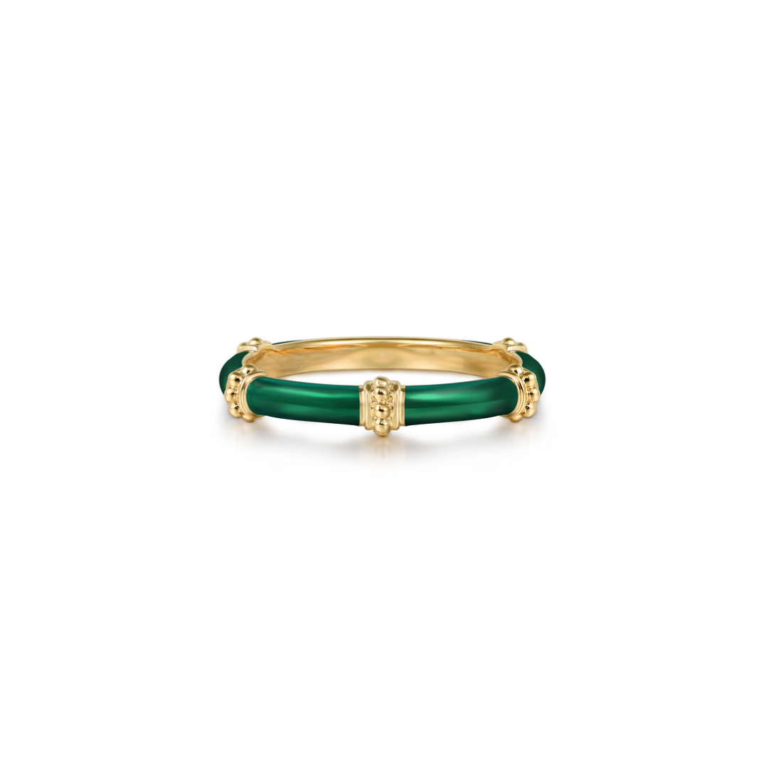 The Bamboo Node Ring (Chrome Green & Rose Gold Edition)