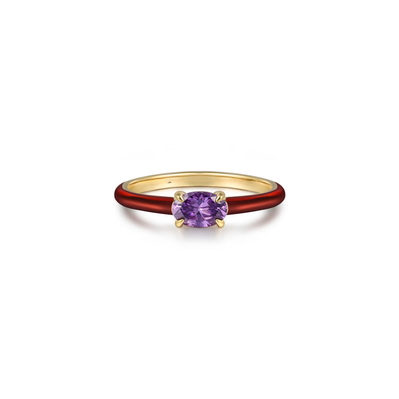 The Petite Pavilion Ring (Amethyst Purple & Chrome Red Edition)
