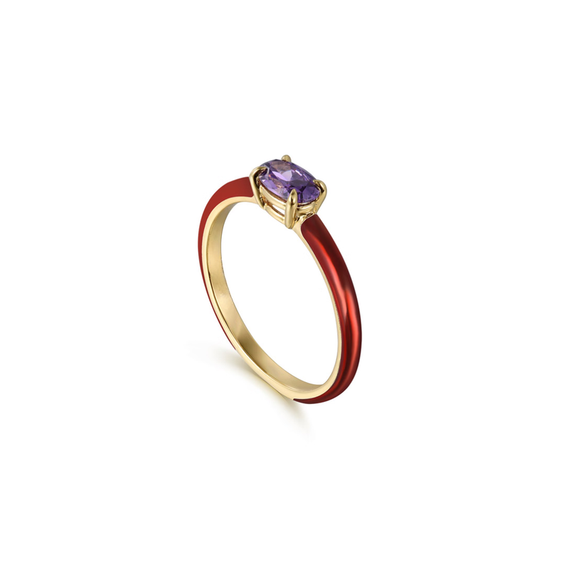 The Petite Pavilion Ring (Amethyst Purple & Chrome Red Edition)