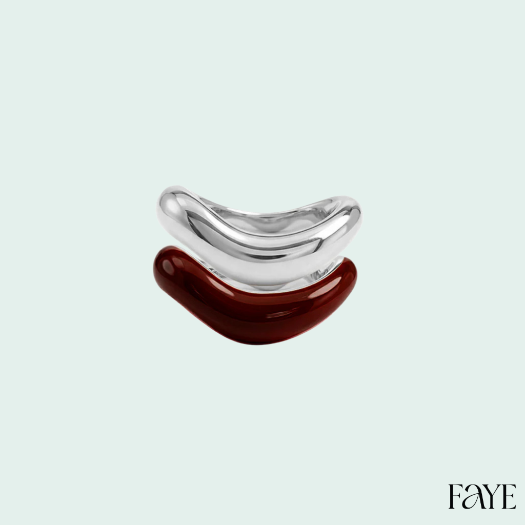 Silver Liquid Tide Rings (set of 2)