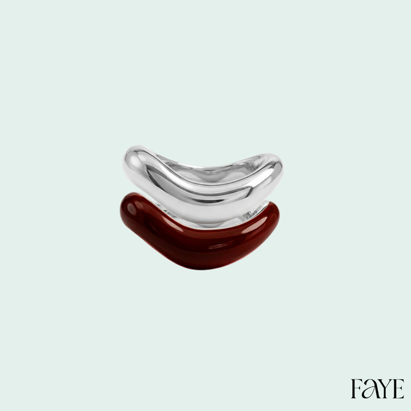 Silver Liquid Tide Rings (set of 2)