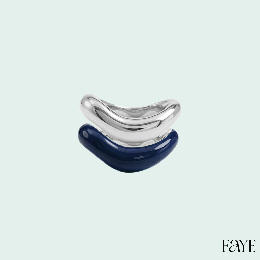 Silver Liquid Tide Rings (set of 2)