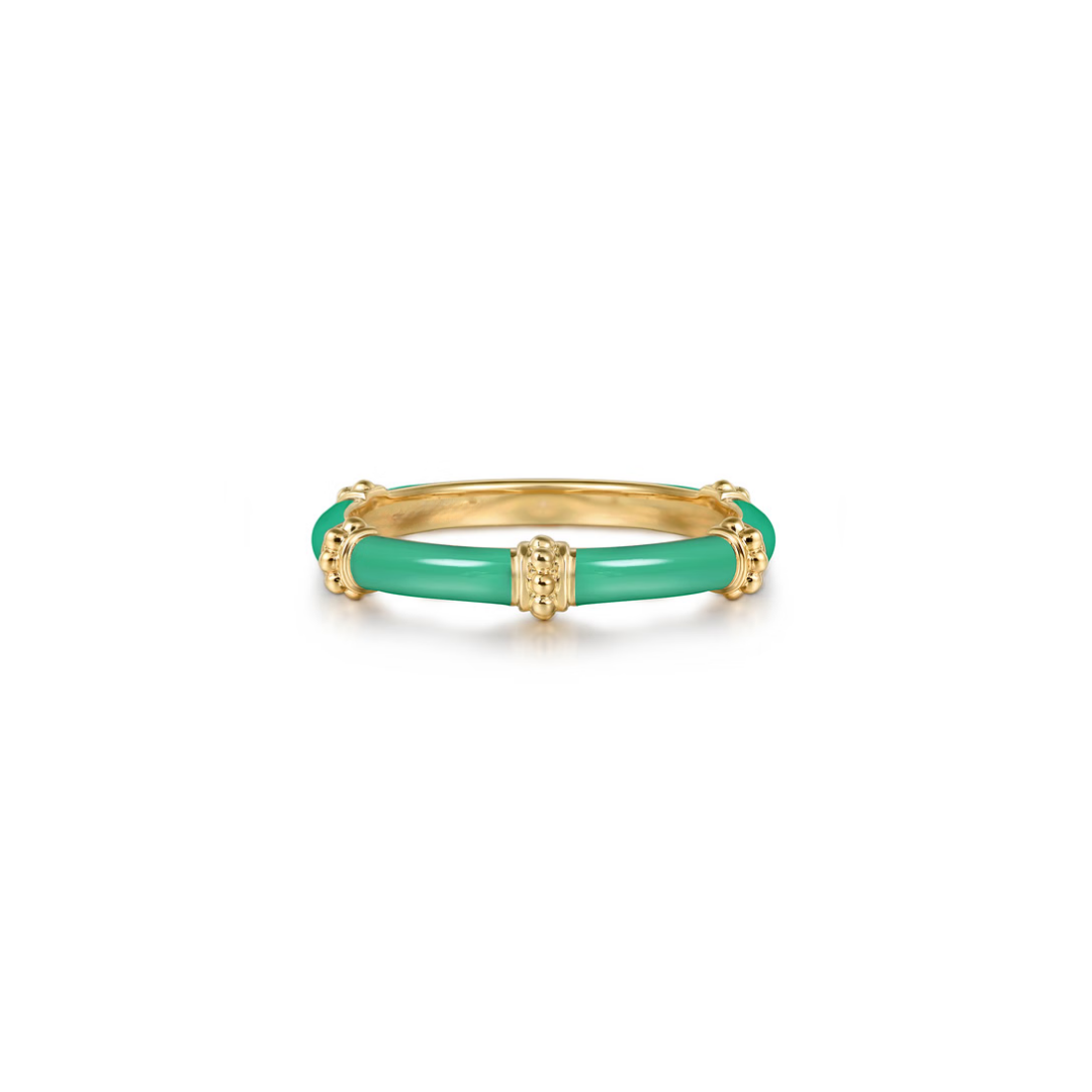 The Bamboo Node Ring (Chrome Green & Rose Gold Edition)