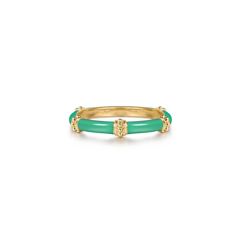 The Bamboo Node Ring (Chrome Green & Rose Gold Edition)