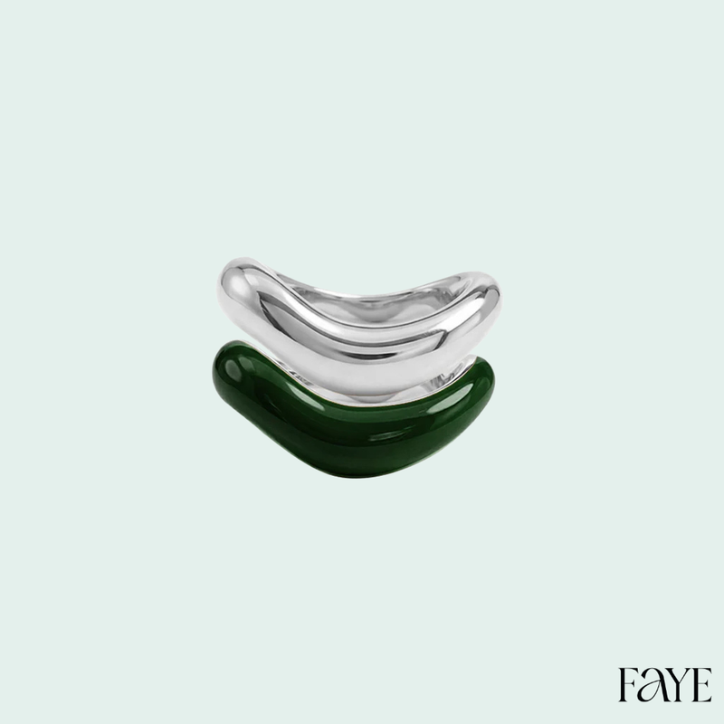 Silver Liquid Tide Rings (set of 2)