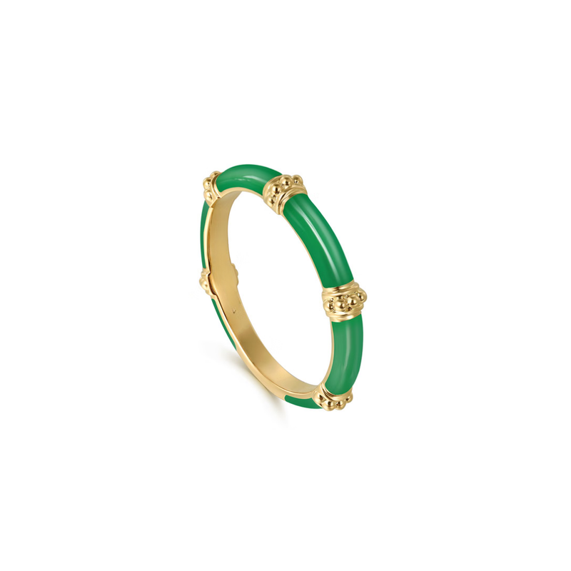 The Bamboo Node Ring (Chrome Green & Rose Gold Edition)