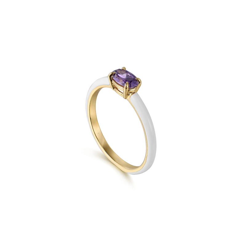 The Petite Pavilion Ring (Peridot Green & White Edition)