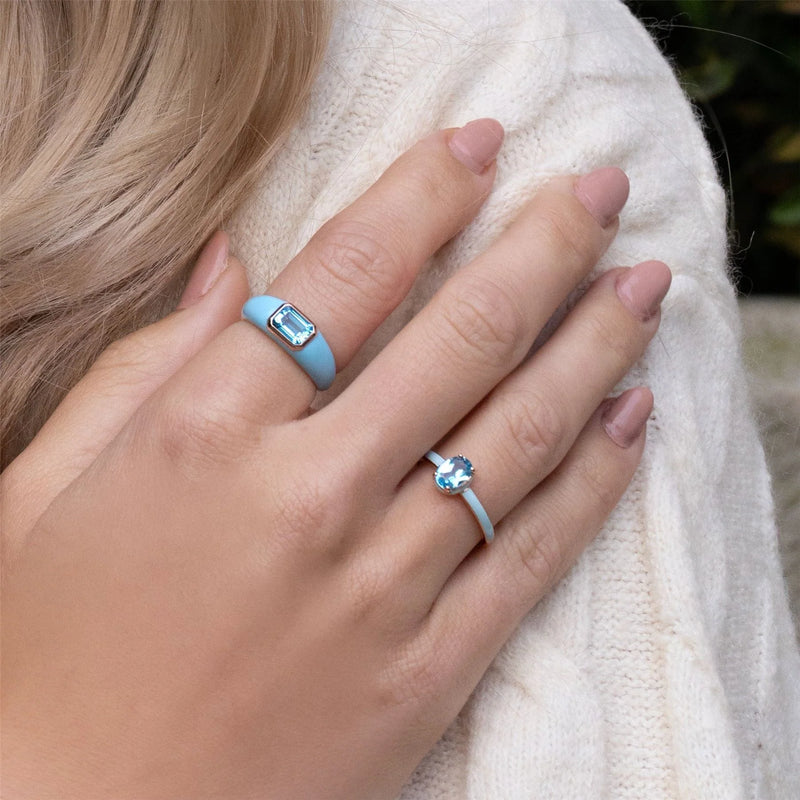 Lumina Emerald-Cut Enamel Ring ( Fuchsia Edition)