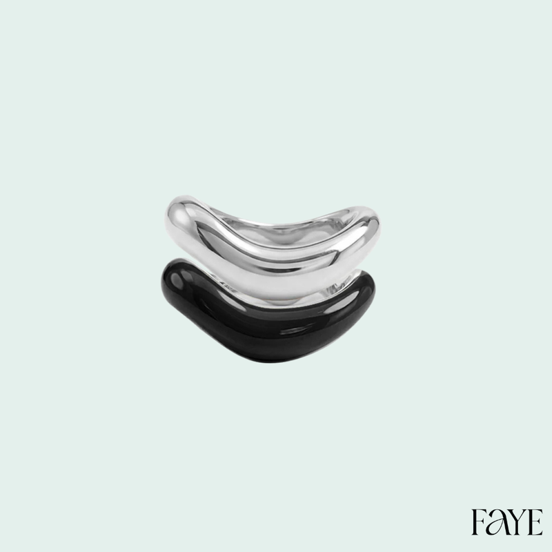 Silver Liquid Tide Rings (set of 2)