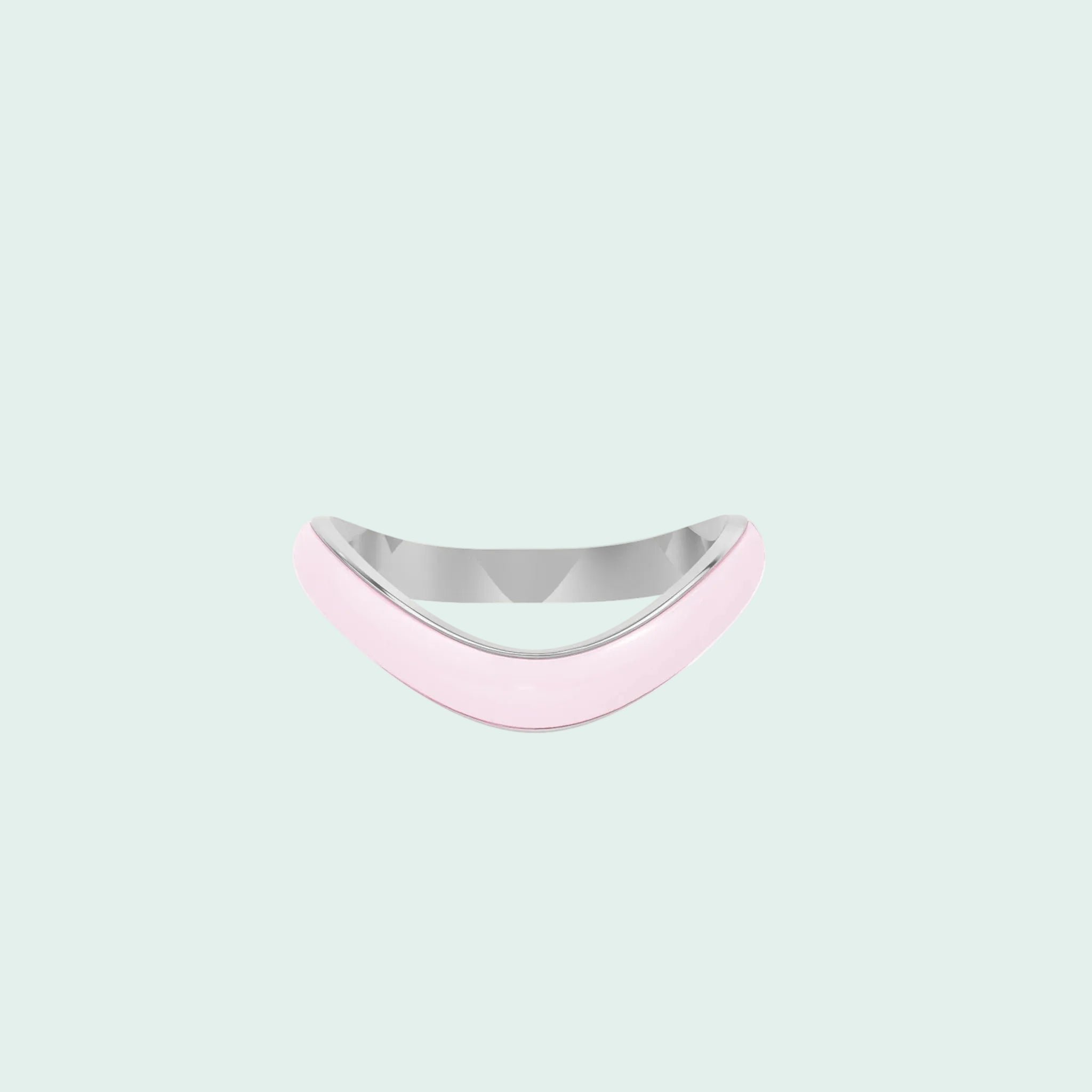 Pink and silver ring on a white background