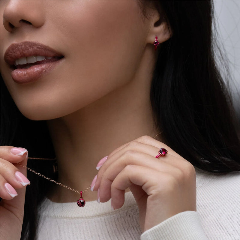 Lumina Emerald-Cut Enamel Ring ( Fuchsia Edition)