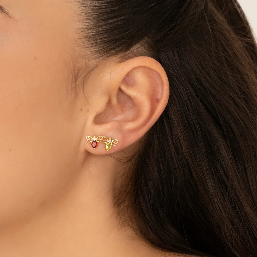 Lumina Butterfly Stud Earrings (Garnet Edition)