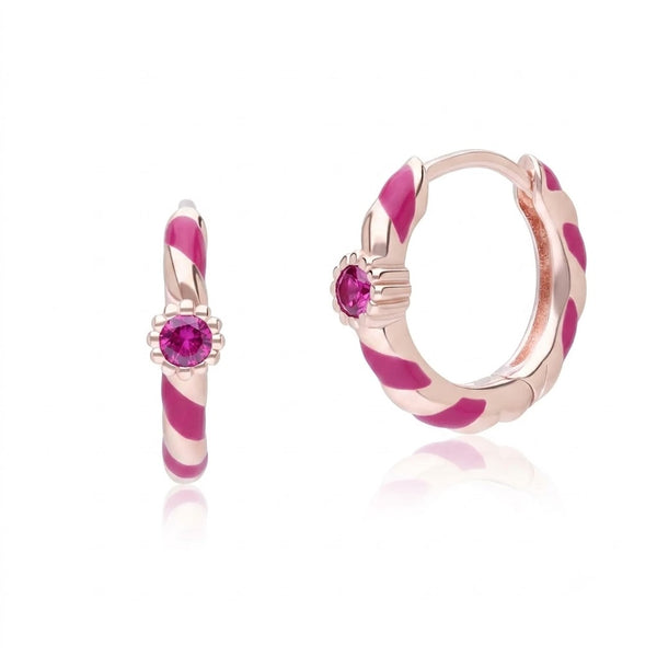 Azure Arc Round-Cut Swirl Enamel Huggie Earrings (Lavender Edition)