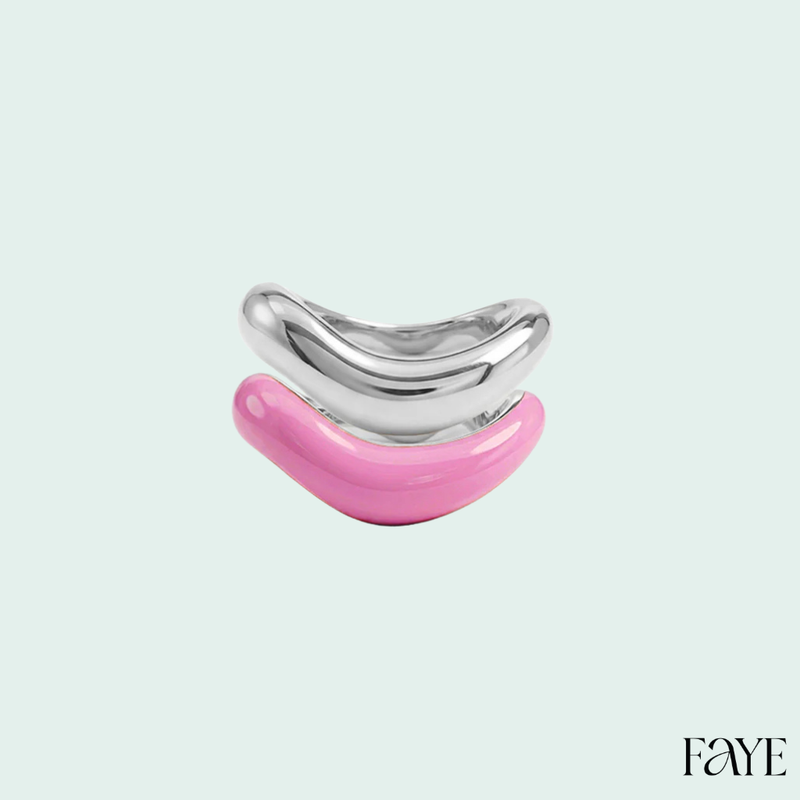 Silver Liquid Tide Rings (set of 2)