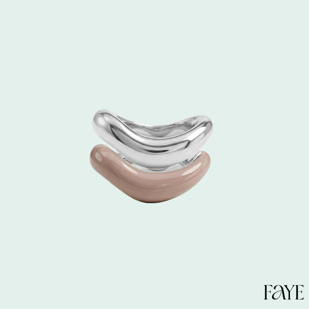 Silver Liquid Tide Rings (set of 2)