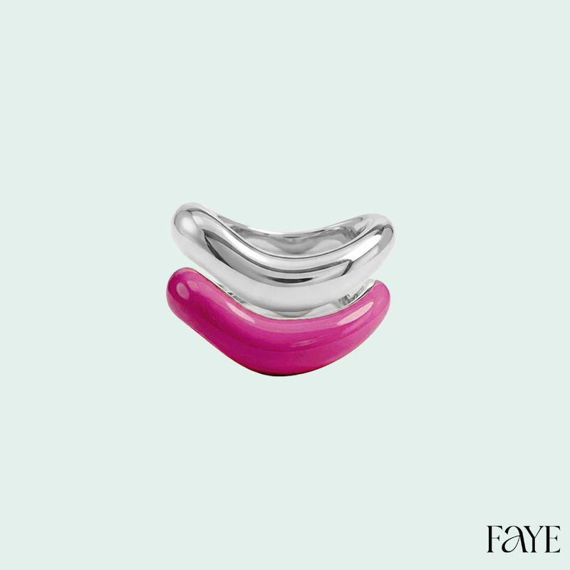 Silver Liquid Tide Rings (set of 2)