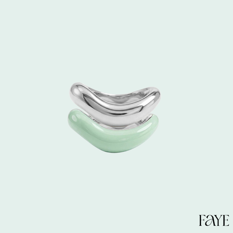 Silver Liquid Tide Rings (set of 2)