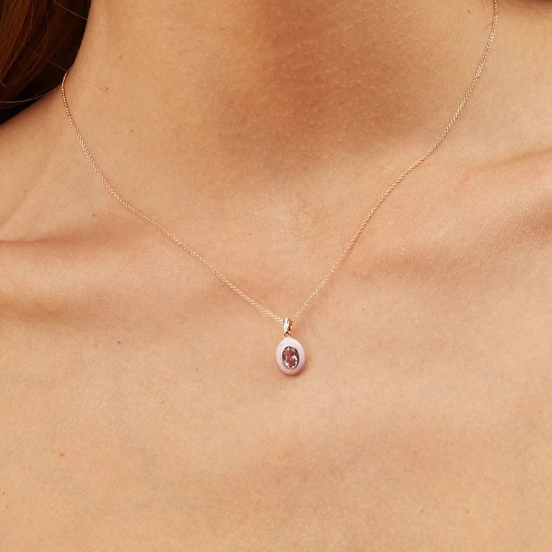 Lumina Emerald-Cut Enamel Pendant Necklace (Mint Green Edition)