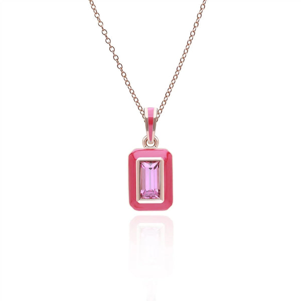 Lumina Emerald-Cut Enamel Pendant Necklace (Sky Blue Edition)