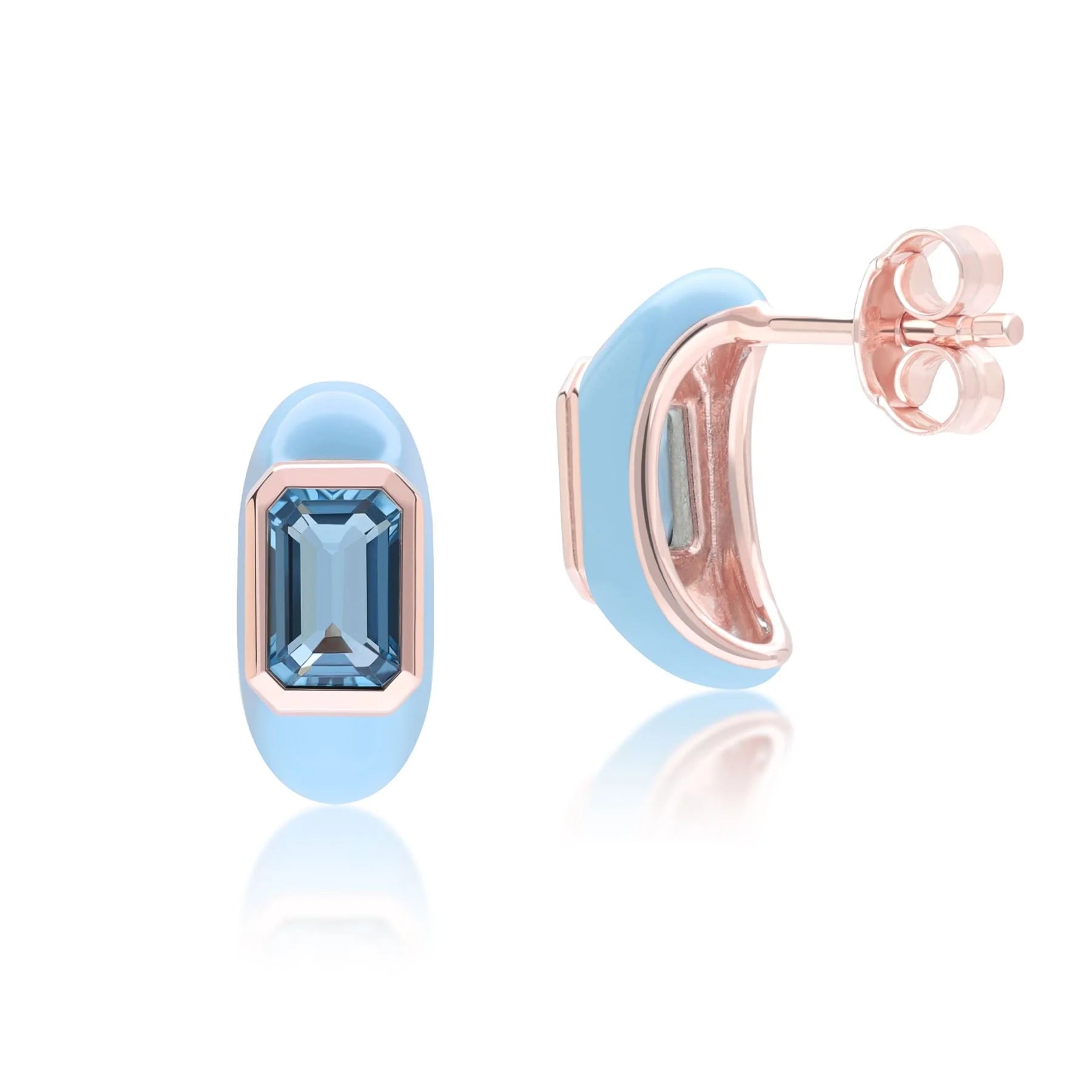 Azure Arc Baguette Stud Earrings (Sky Edition)