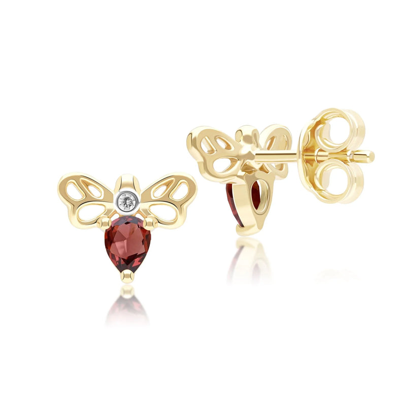 Lumina Butterfly Stud Earrings (Garnet Edition)