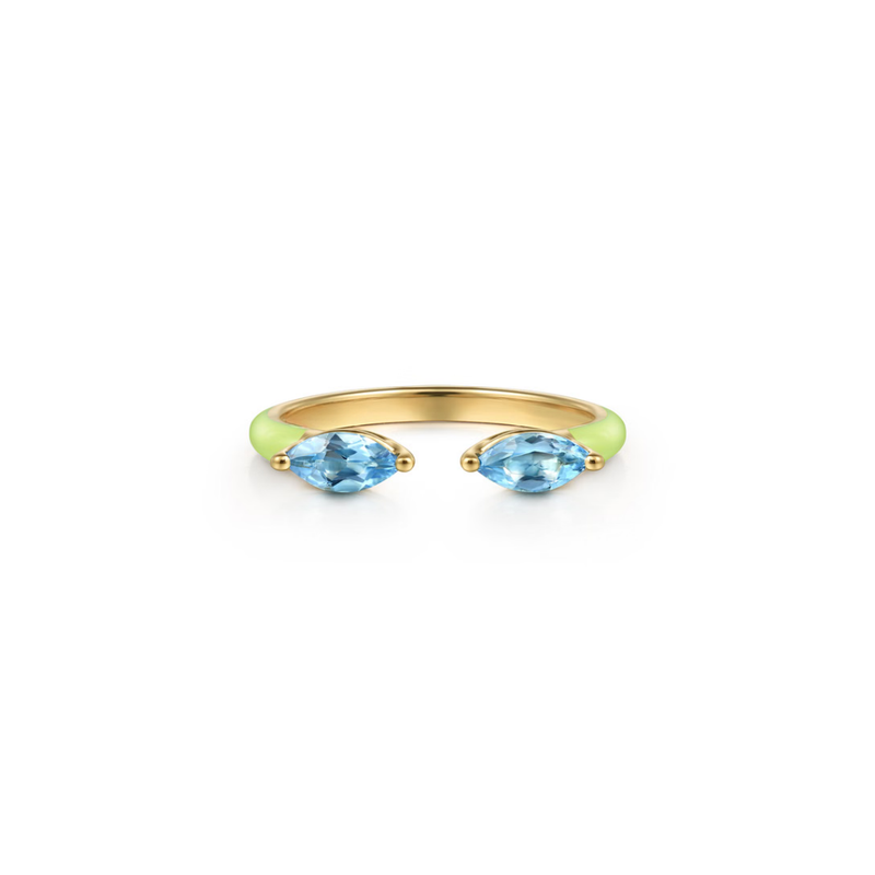 The Capri Kiss Ring (Aquamarine & White Edition)