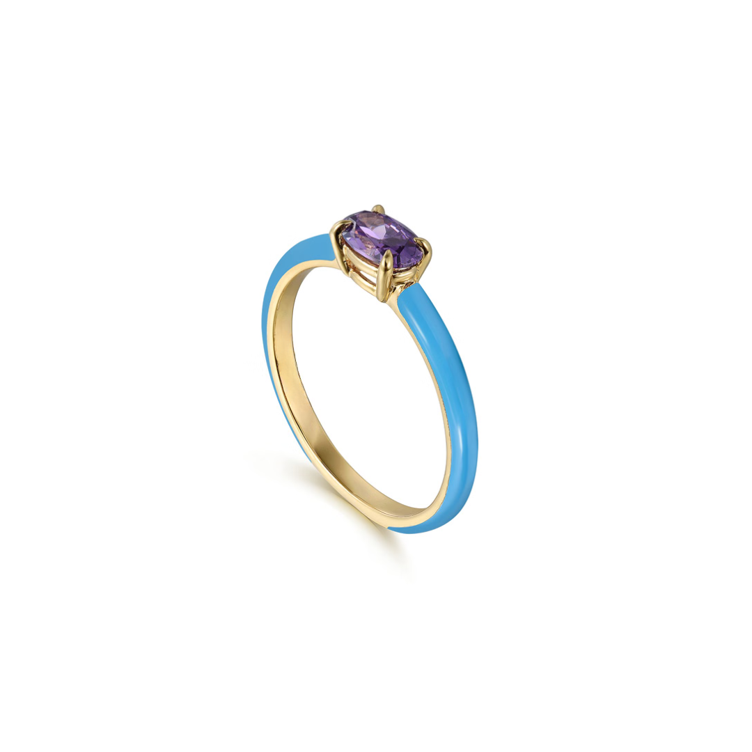 The Petite Pavilion Ring (Amethyst Purple & Chrome Red Edition)