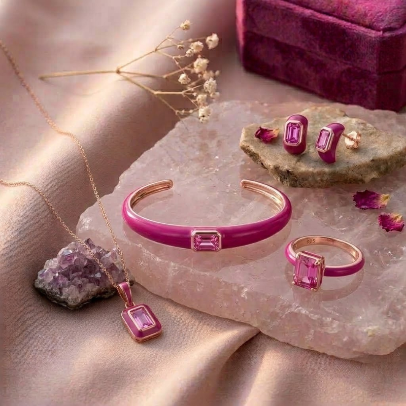 Azure Arc Emerald-Cut Complete Jewelry Set ( Mint Green Edition)