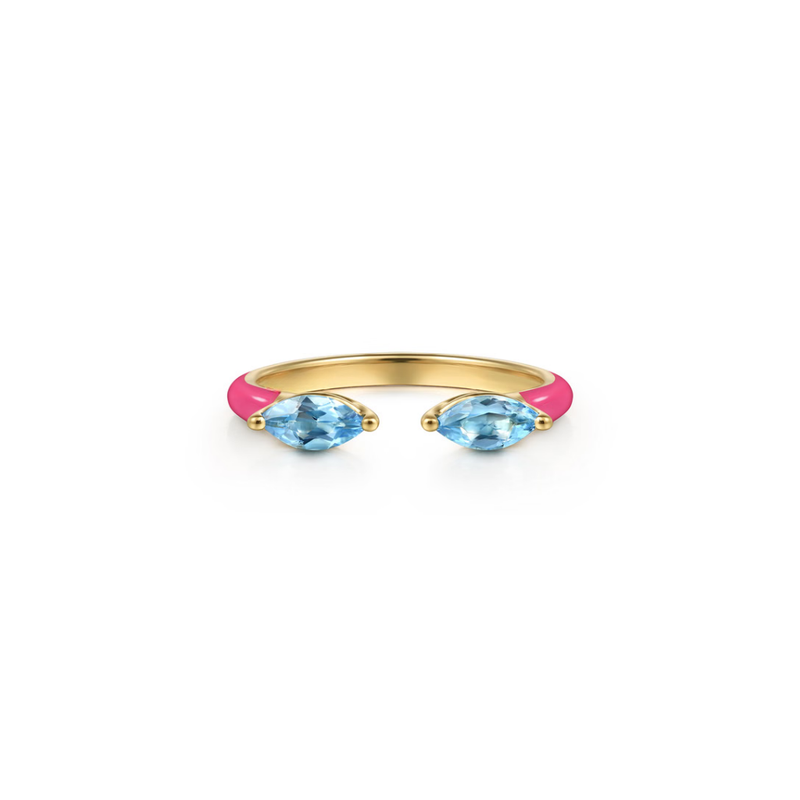 The Capri Kiss Ring (Aquamarine & Magenta Pink Edition)