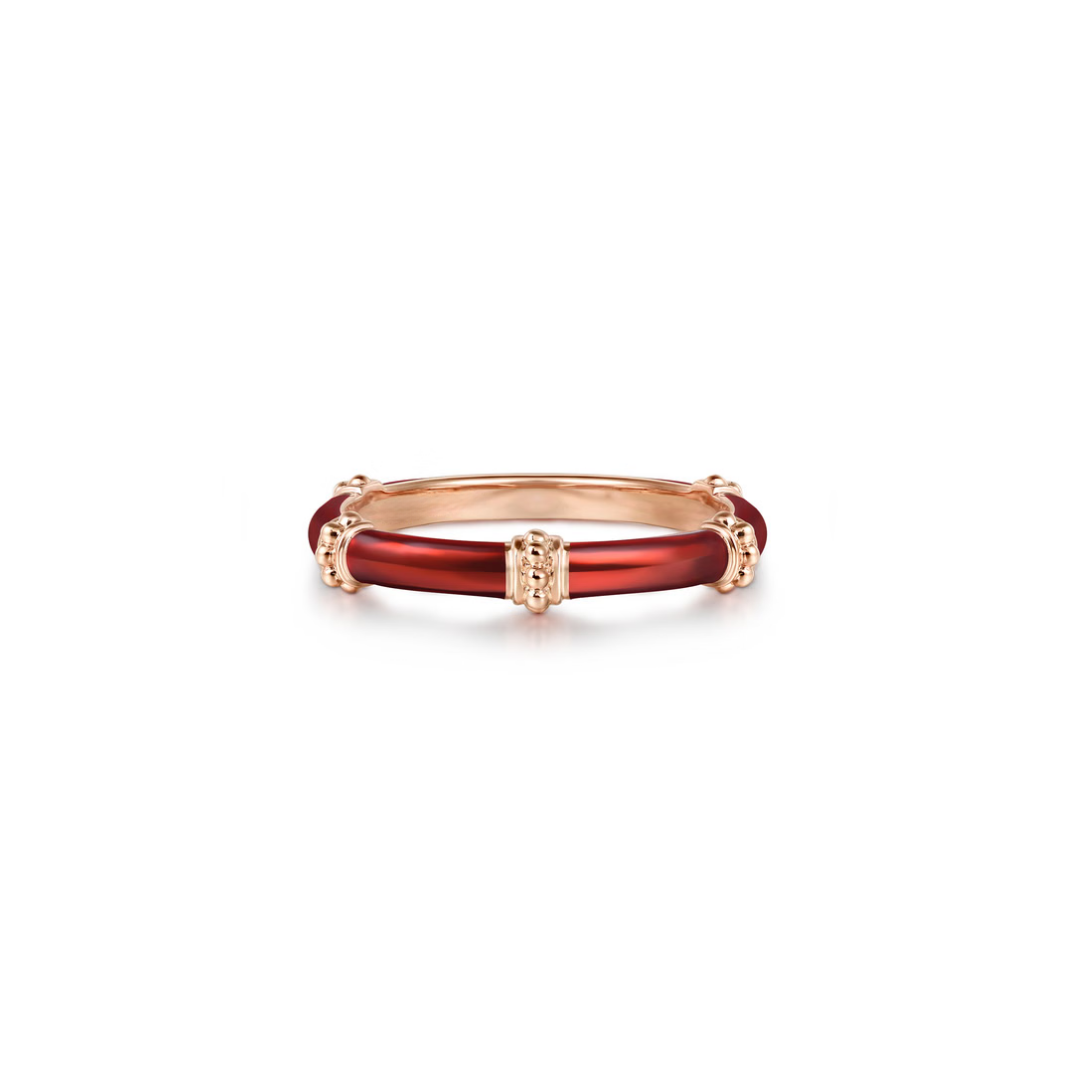 The Bamboo Node Ring (Chrome Green & Rose Gold Edition)