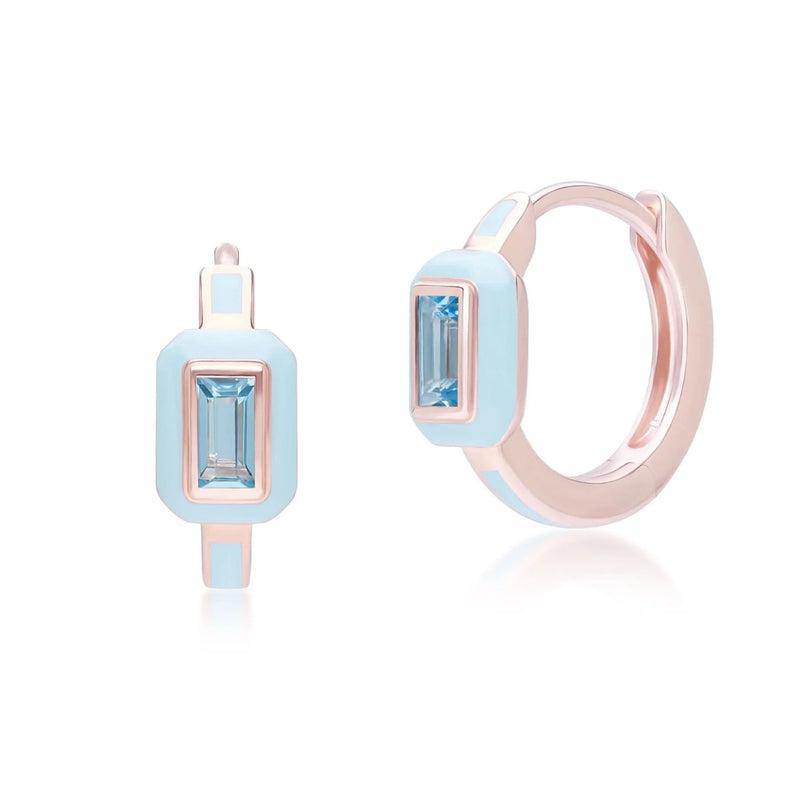 Azure Arc Round-Cut Swirl Enamel Huggie Earrings (Sky Blue Edition)