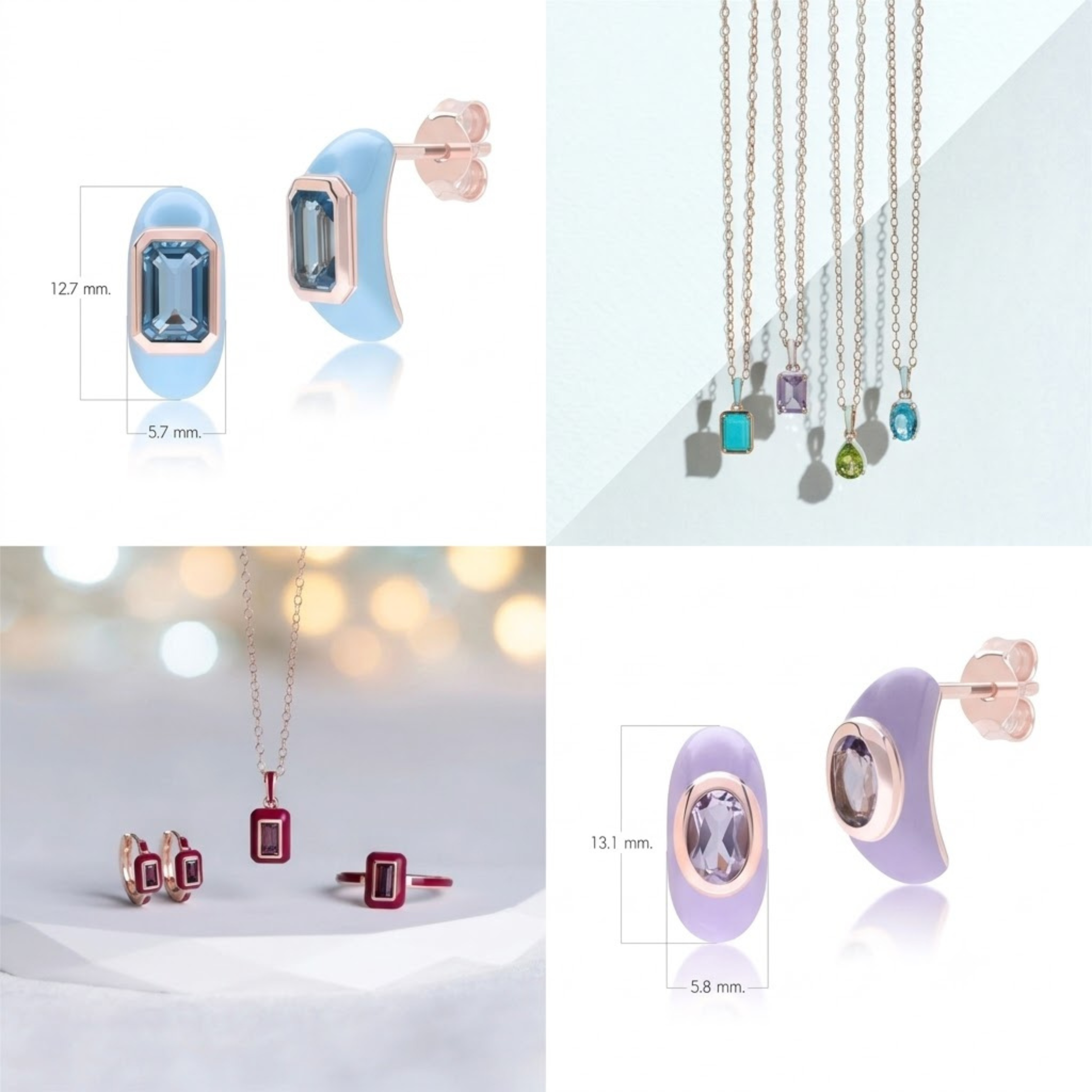 Azure Arc Oval-Cut Complete Jewelry Set (Fuchsia Edition)