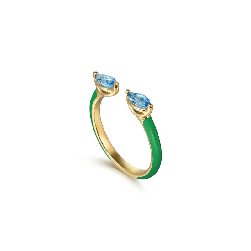 The Capri Kiss Ring (Aquamarine & Chrome Green Edition)