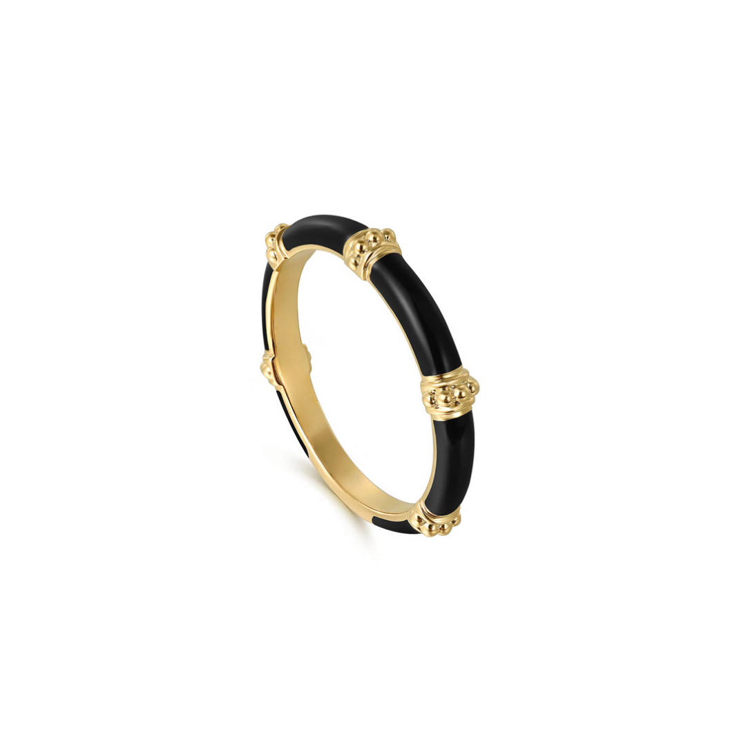 The Bamboo Node Ring (Chrome Green & Rose Gold Edition)