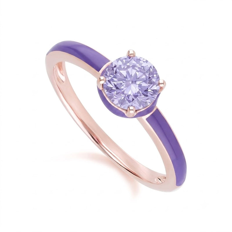 Lumina Emerald-Cut Enamel Ring ( Fuchsia Edition)