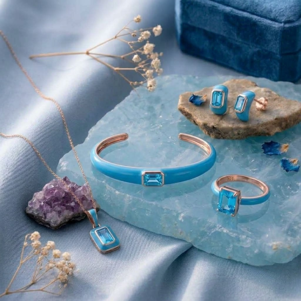 Azure Arc Emerald-Cut Complete Jewelry Set ( Mint Green Edition)