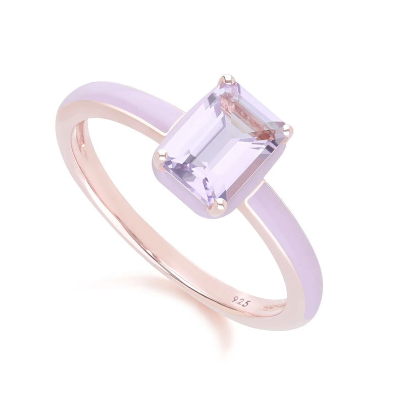 Lumina Emerald-Cut Enamel Ring ( Fuchsia Edition)