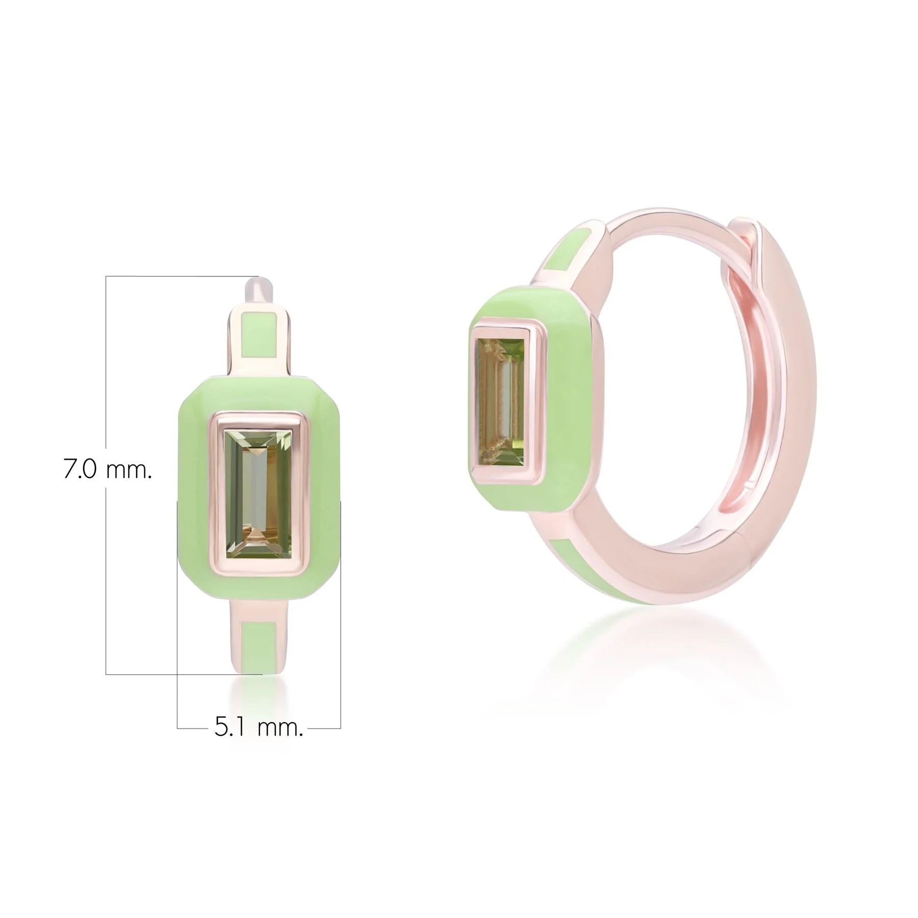 Azure Arc Emerald-Cut Enamel Huggie Earrings (Mint Green Edition)