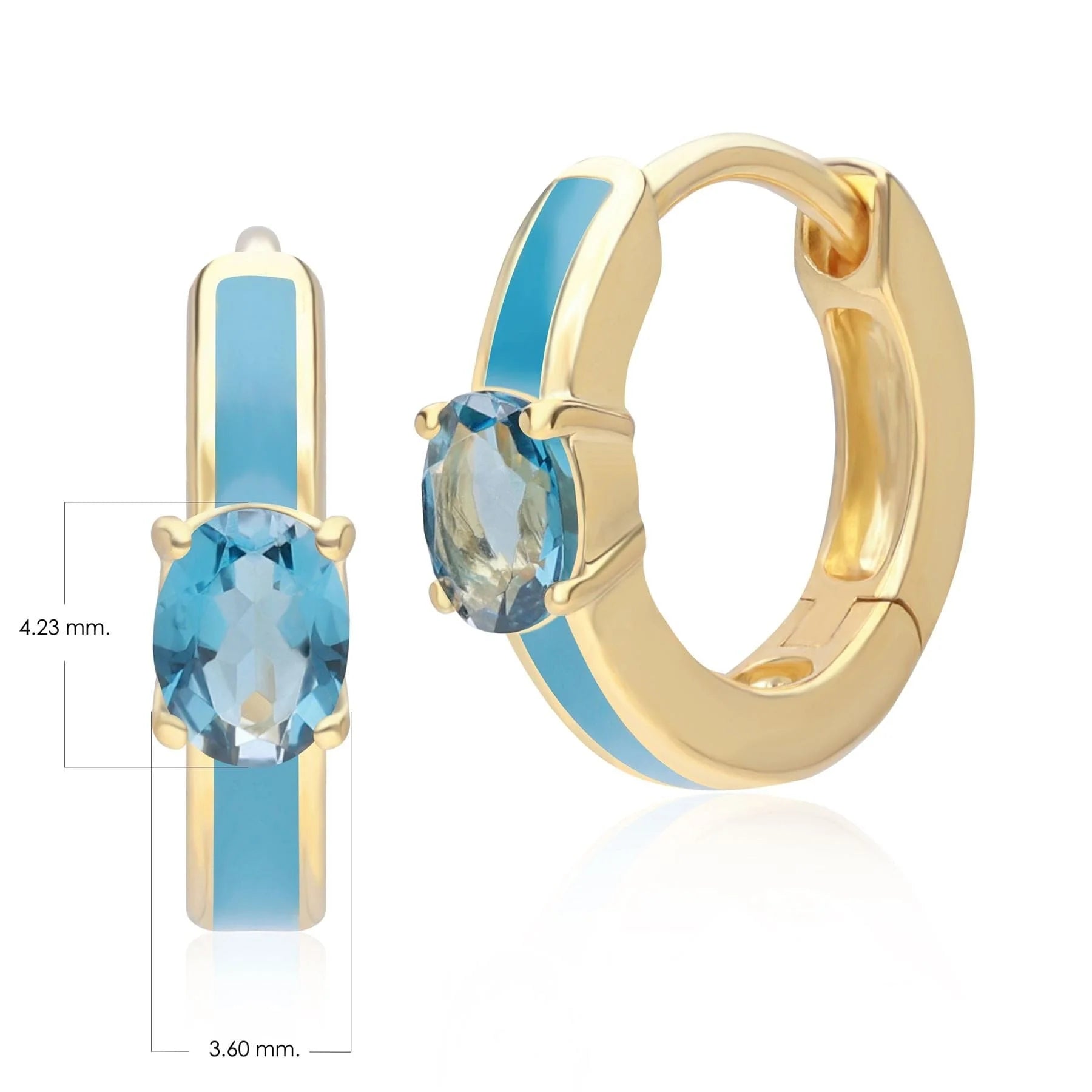 Azure Arc Emerald-Cut Enamel Huggie Earrings (Mint Green Edition)